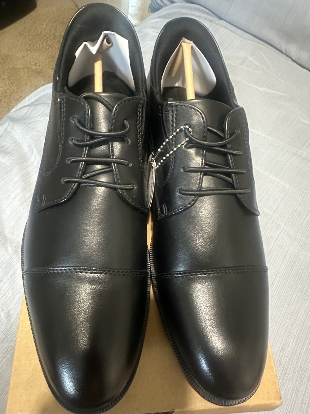 Marc Joseph Black Cap-Toe Derby Dress Shoes